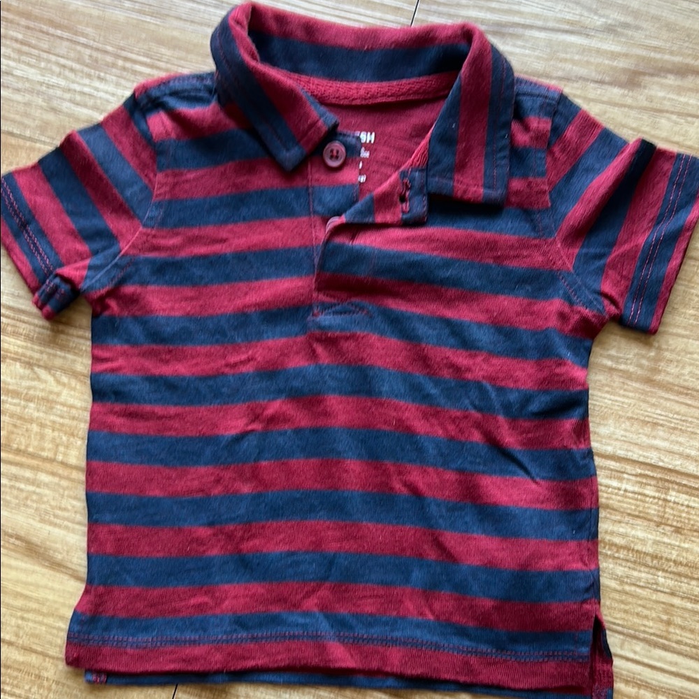 Joe Fresh Red and Black Polo Shirt Classic Stripes